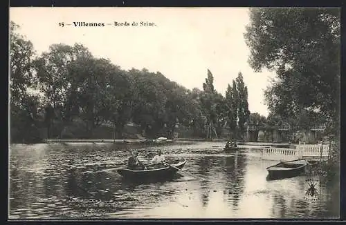 AK Villennes, Bords de Seine