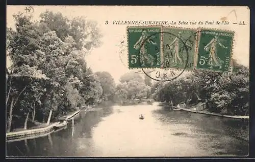 AK Villennes-sur-Seine, la Seine vue du Pont de l`Ile