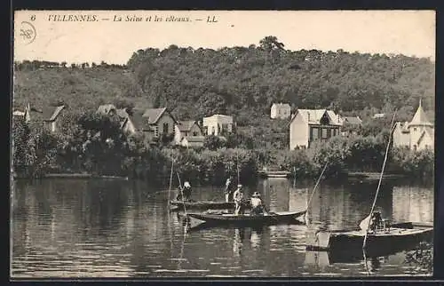 AK Villennes, La Seine et les coteaux