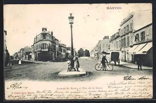 AK Mantes, Avenue de Rosny et Rue de la Gare