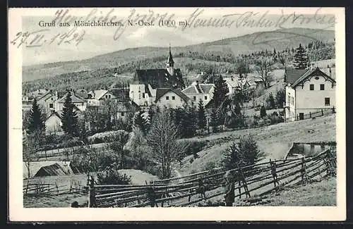 AK Mönichkirchen, Teilansicht mit Kirche