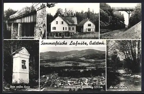 AK Lafnitz, Ortsansicht mit Masenberg, Römerbrücke, Weingrabenviadukt