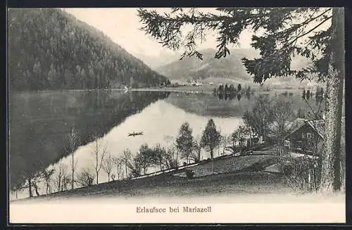 AK Erlaufsee bei Mariazell, See mit Ruderer