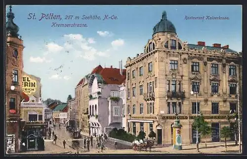 AK St. Pölten, Kremserstrasse und Restaurant Kaiserkrone