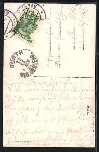 AK Dürrnstein, Ortsansicht, Wachau-Lied