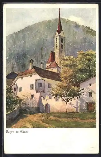 AK Vahrn in Tirol, Blick zum Kirchturm, Deutscher Schulverein