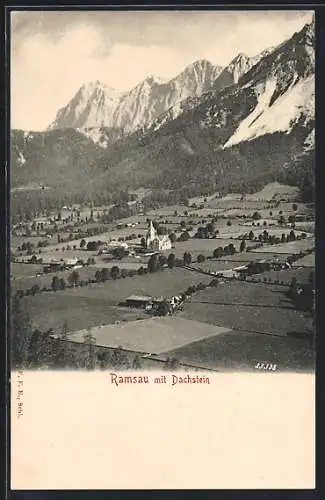 AK Ramsau am Dachstein, Totalansicht mit Blick auf den Dachstein