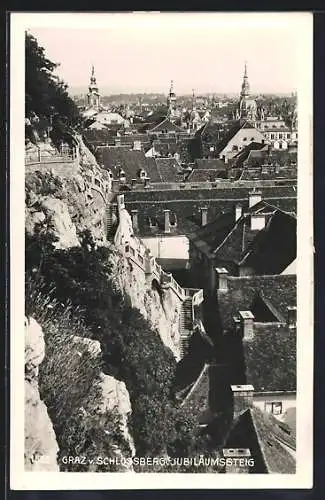 AK Graz, Schlossberg-Jubiläumssteig aus der Vogelschau