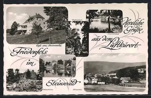 AK Friedenfels, Cafe am Steinwald, Schwimmbad, Ortsansicht