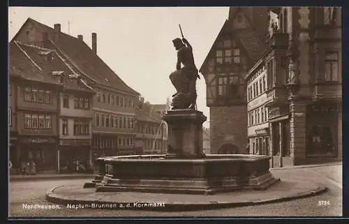 AK Nordhausen, Neptunbrunnen auf dem Kornmarkt