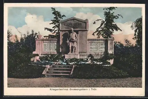 AK Grossengottern, Kriegerdenkmal im Park