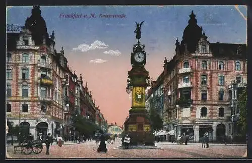 AK Frankfurt a. M., Kaiserstrasse mit Uhr