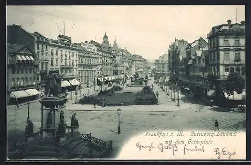 AK Frankfurt /Main, Gutenbergdenkmal auf dem Goetheplatz