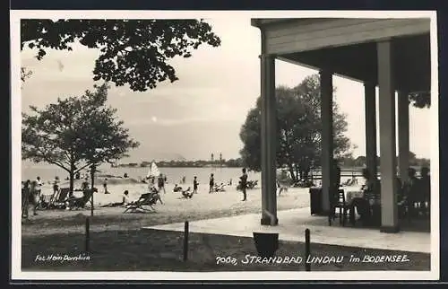 AK Lindau / Bodensee, Standbad mit Restaurant-Terrase