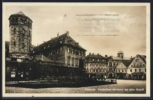 AK Bayreuth, Maximilian-Denkmal am alten Schloss