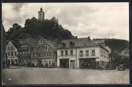 AK Berneck /Fichtelgebirge, Markt mit Hotel Heissinger