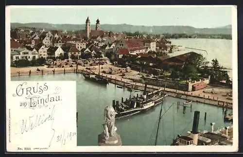 AK Lindau / Bodensee, Partie mit Hafen