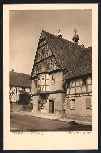 AK Frankfurt-Seckbach, Rathaus mit Erker