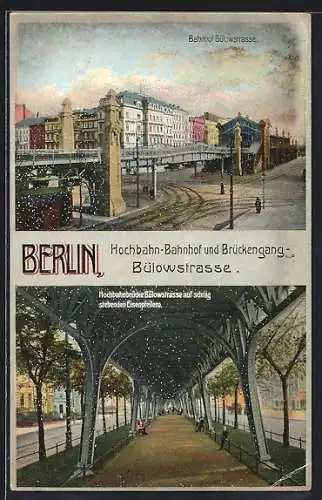 AK Berlin-Schöneberg, Bahnhof Bülowstrasse und Hochbahnbrücke von unten