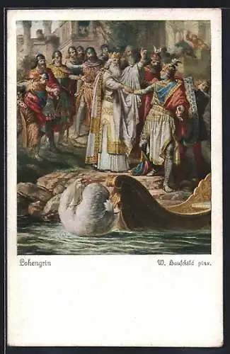 Künstler-AK W. Hauschild: Lohengrin mit dem König