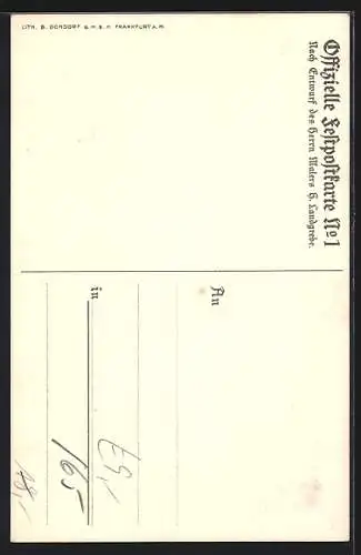 Künstler-AK Frankfurt a. Main, 17. Deutsches Bundes & Goldenes Jubiläums-Schiessen 1912, Mann mit Gewehr & Amtskette