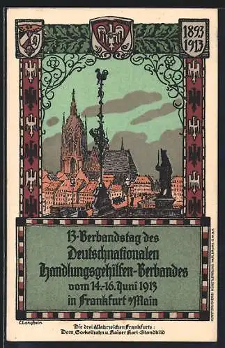 Steindruck-AK Frankfurt a / Main, 13. Verbandstag des Deutschnationalen Handlungsgehilfen-Verbandes 1913