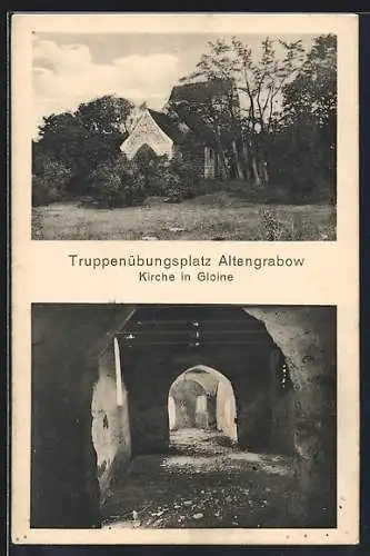 AK Altengrabow, Kirche in Gloine, Truppenübungsplatz