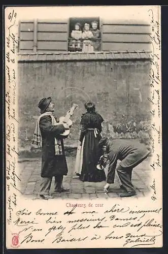 AK Paris, Chanteurs de cour, Strassenmusiker mit Instrumenten