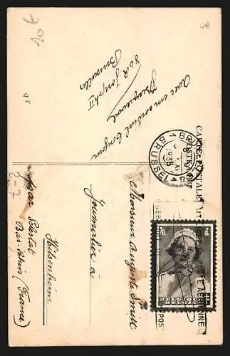 AK Königin Astrid von Belgien, Blumen, Briefmarkencollage