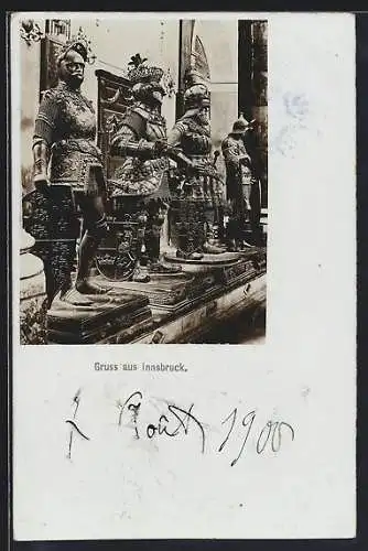 Foto-AK Fritz Gratl: Innsbruck, Standbilder von Rittern