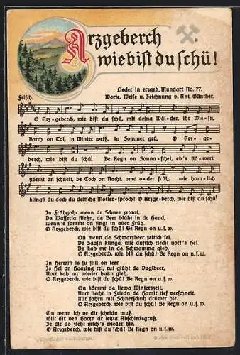 Lied-AK Anton Günther NR: 77, Arzgeberch, wie bist du schü!