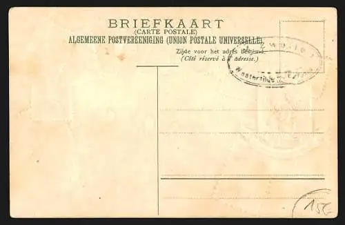 Präge-AK Niederlande, Briefmarken und Landkarte mit Wappen