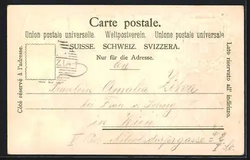 Präge-AK Schweiz, Briefmarken und Wappen