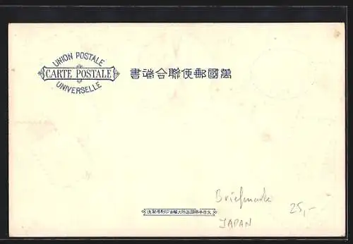 AK Japan, verschiedene Briefmarken, Flaggen des Landes