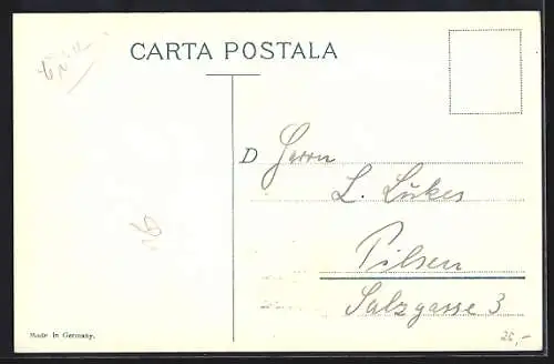 AK Romania, Briefmarken und Landeswappen