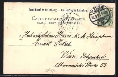 Präge-AK Luxemburg, Briefmarken und Landeswappen