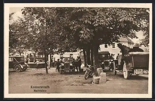 AK Konnersreuth, Autos auf dem Marktplatz