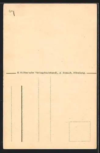 Künstler-AK Nürnberg, Teilansicht, Nürnberger Trichter