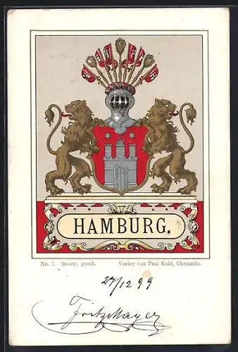 AK Hamburg, Wappen der Freien Stadt Hamburg