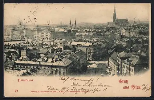 AK Wien, Panoramablick mit dem Stephansdom