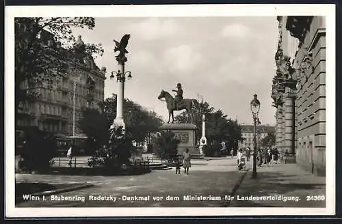 AK Wien, Stubenring, Radetzky-Denkmal vor dem Ministerium für Landesverteidigung