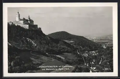 AK Forchtenau /Bgld., Panoramablick mit Burg Forchtenstein und Mattersburg