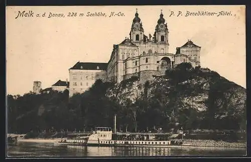 AK Melk a. d. Donau, Benediktiner-Abtei vom Wasser aus