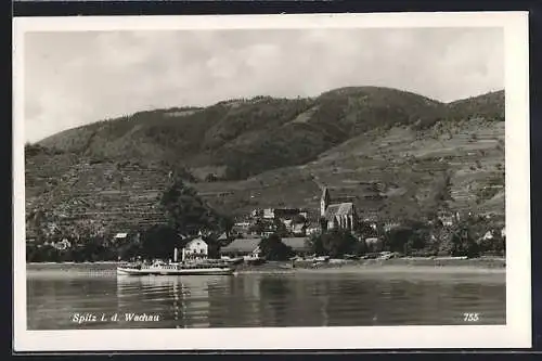 AK Spitz i. d. Wachau, Ortsansicht vom Wasser aus