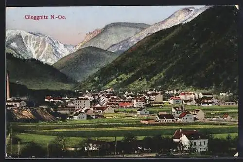 AK Gloggnitz, Ortsansicht mit Feldern