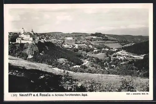 AK Neustift a. d. Rosalia, Ortsansicht mit Schloss Forchtenstein