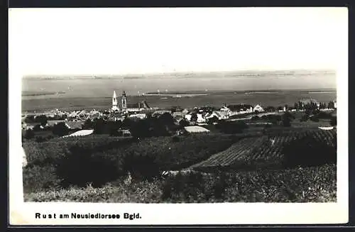 AK Rust am Neusiedlersee, Ortsansicht mit Seeblick