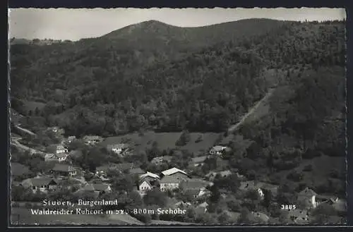 AK Stuben /Burgenland, Ortsansicht mit Bergpanorama aus der Vogelschau