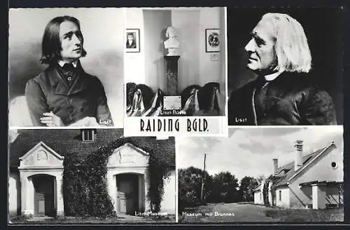 AK Raiding /Bgld., Liszt-Museum, -Büste und -Portraits