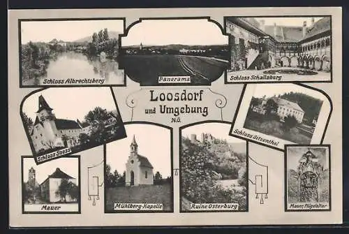 AK Loosdorf /N.-Ö., Schloss Albrechtsberg, Schloss Sooss, Ruine Osterburg